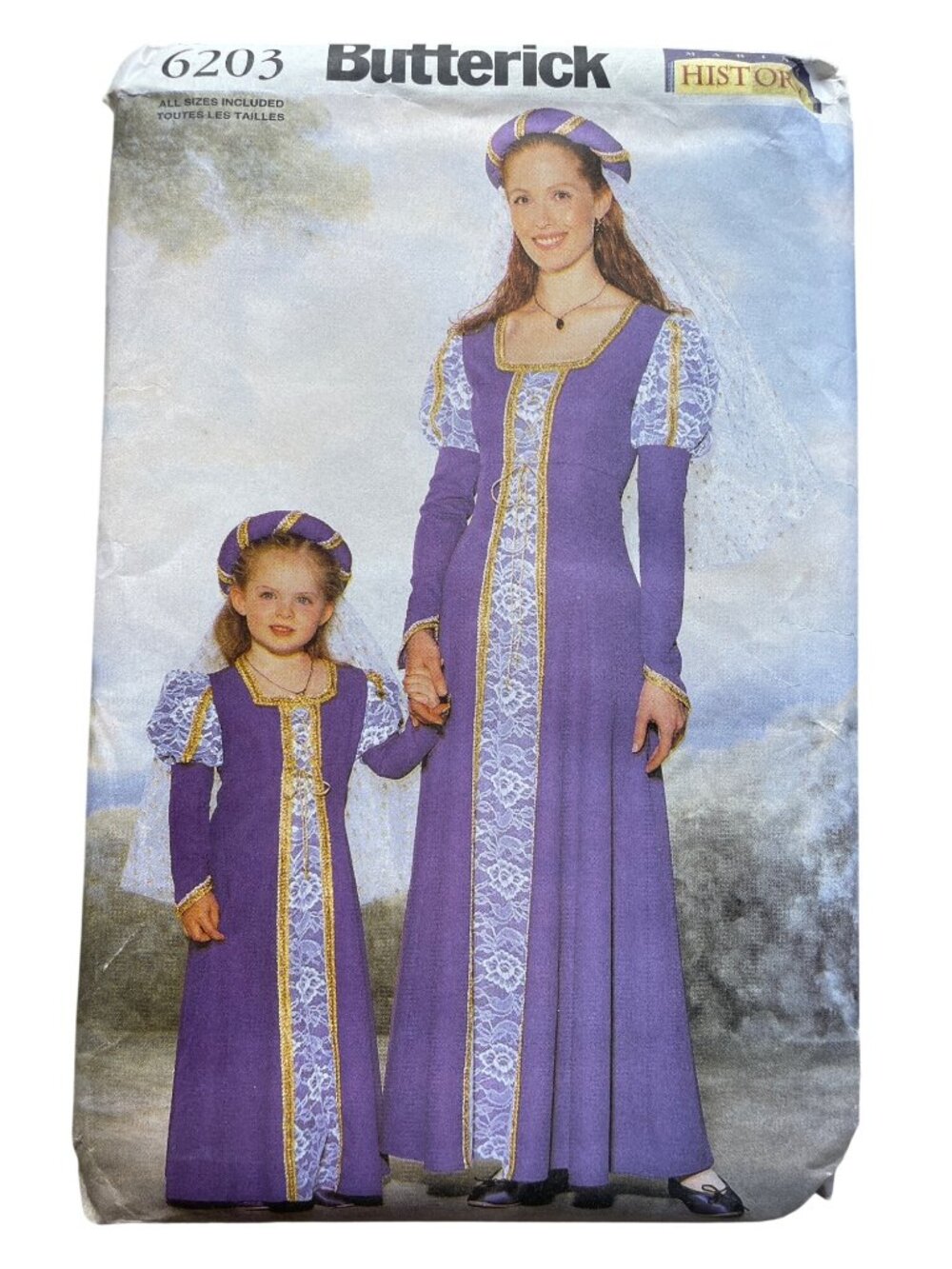 Vintage 90s Butterick 6203 Pattern XS-L Renaissance Historical Costume CUT